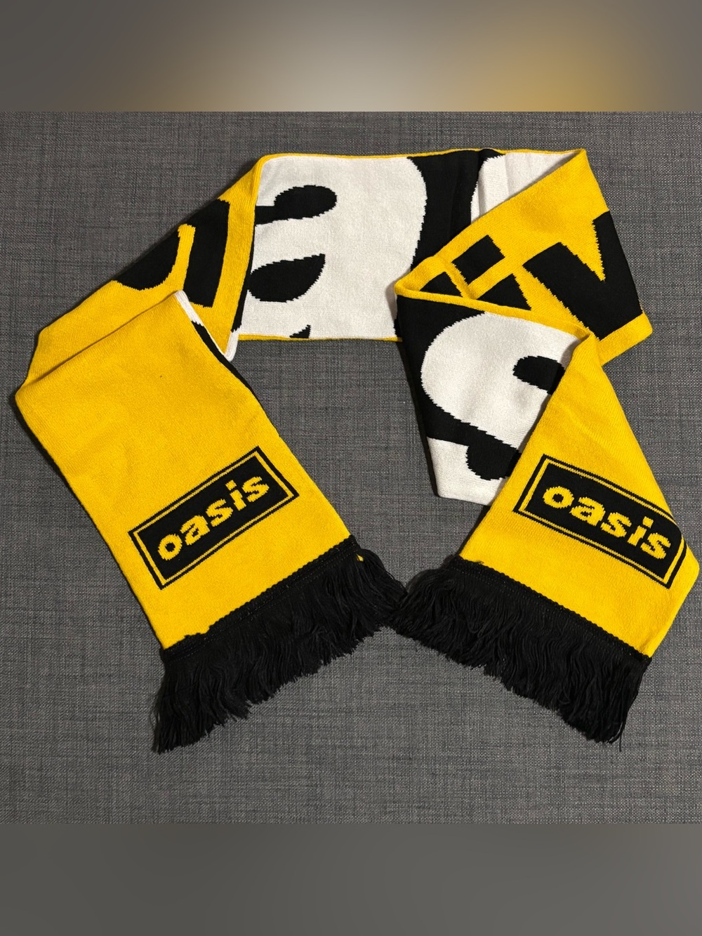 Oasis Official Live 25 Tour Scarf VIP Merchandise Yellow Black White Double Side